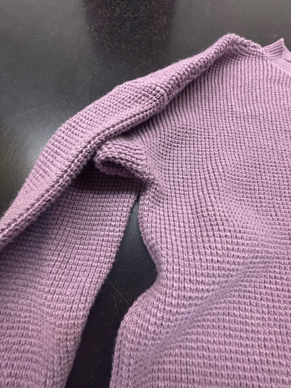 Kersh Women’s XL Merino Wool Blend Waffle Knit Sweater Lavender Purple Crew Neck - Picture 5 of 11